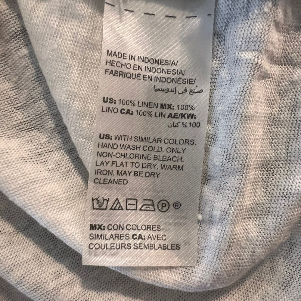 Chicos White 100% Linen V-Neck T-Shirt Short Sleeve Top Womens Size 1 Medium - Picture 4 of 4